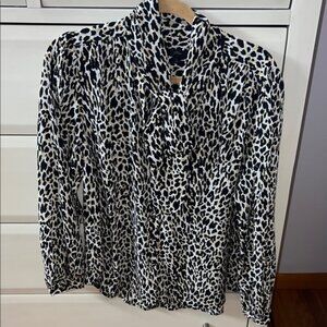 J. Crew Animal Print Top in Black and Tan